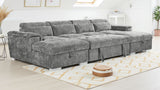 Grey Fabric Large U Shape Corner Sofa Bed