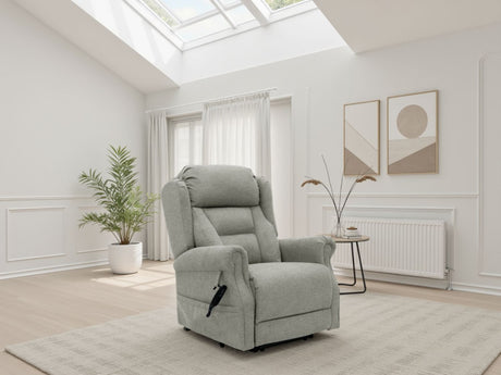 Grey Fabric Lift and Rise Electric Recline Armchair