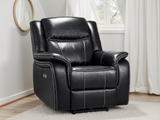 Galaxy Tech Electric Recliner Armchair Black Leather
