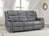 Grey Leather 3 Seater Electric Recliner Sofa