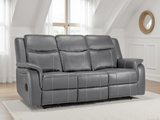 Galaxy Tech Electric Recliner 3 Seater Grey Leather - Ready2Go Furniture