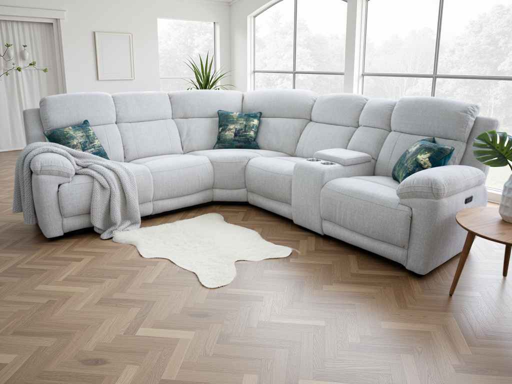 Owen Electric Recliner Sofa Beige Large Corner - Ready2Go Furniture