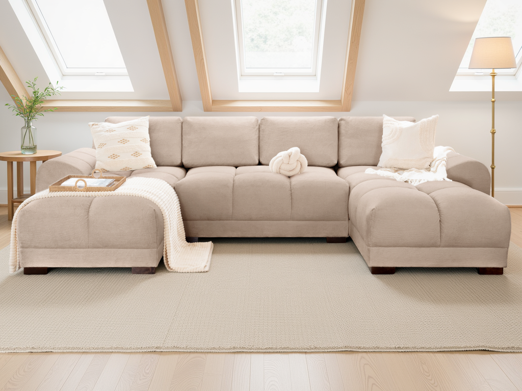 Azzuro Sofa Mocha U Shape Corner - Ready2Go Furniture