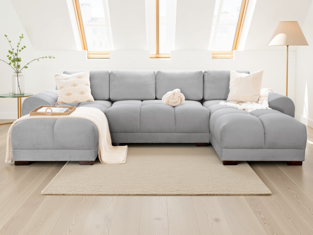 Azzuro Sofa Grey U Shape Corner - Ready2Go Furniture