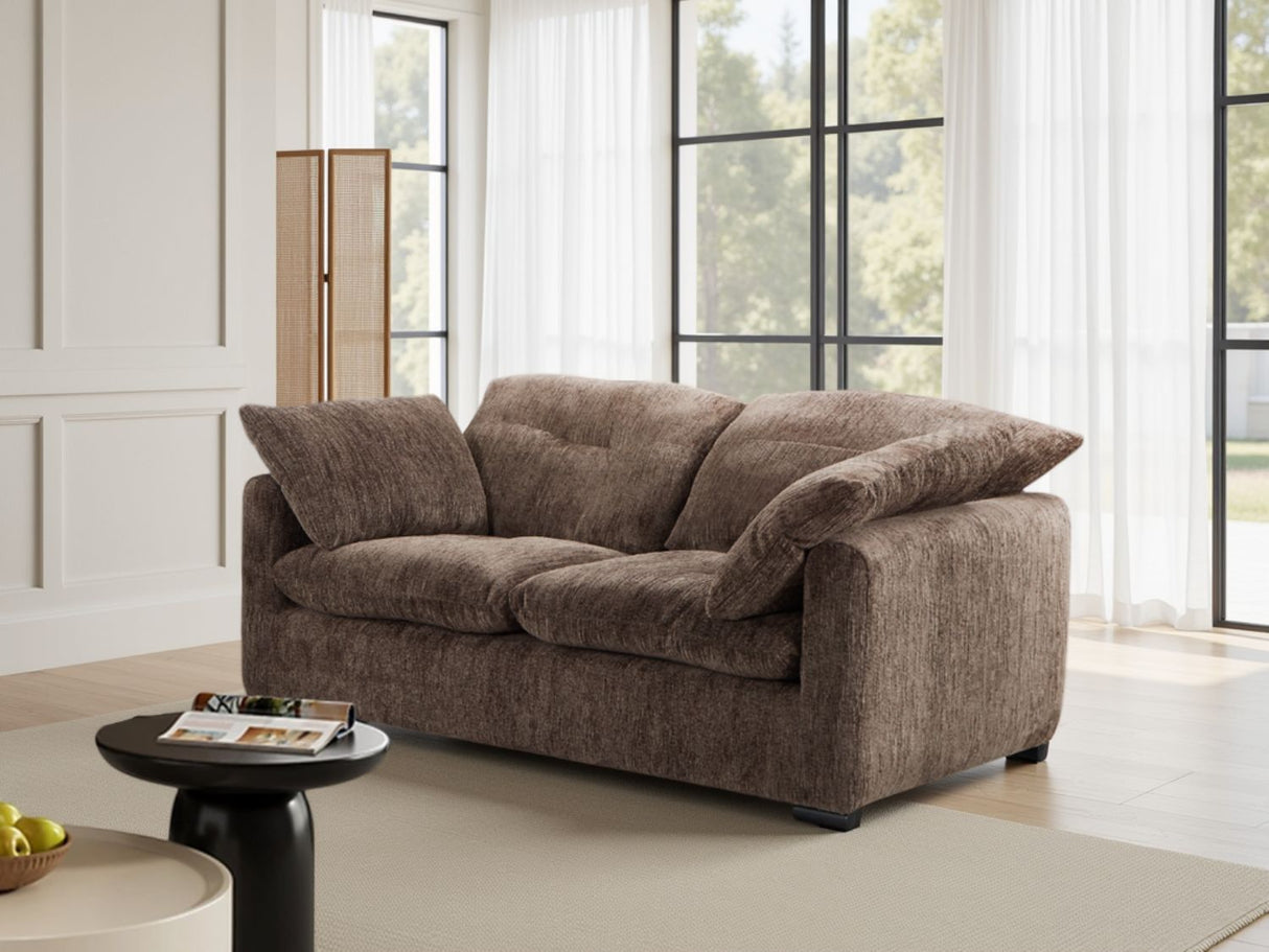 Brown Fabric 2 Seater Sofa Standard Back