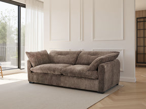 Brown Textured Fabric 3 Seater Sofa Standard Back