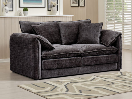 Black Chenille Fabric 2 Seater Sofa Standard Back