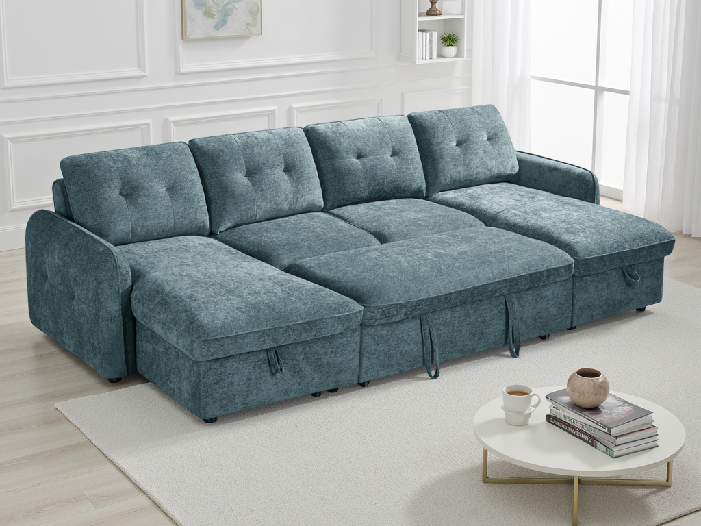 Moscow Sofabed Blue U Shape Corner - Ready2Go Furniture