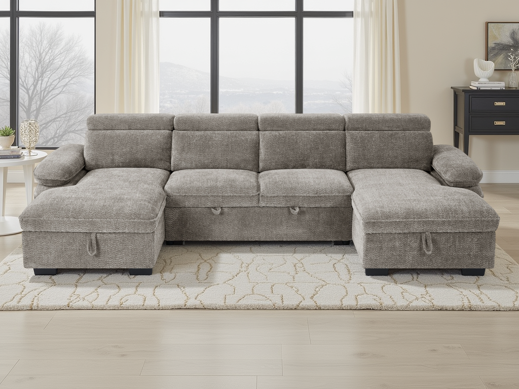 Hudson Sofabed Grey U Shape Corner