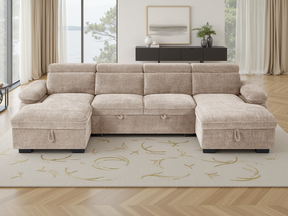 Hudson Sofabed Beige U Shape Corner - Ready2Go Furniture