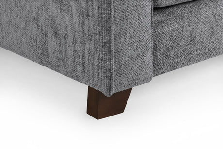 Slate Grey Woven Fabric Armchair Wooden Feet