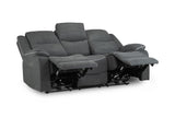 Grey Fabric 3 Seater High Back Electric Recliner Sofa