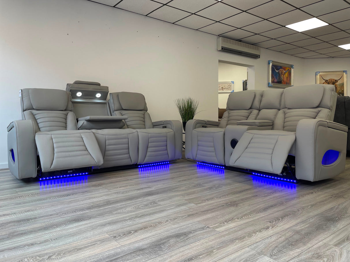 Hermes 3+2 Electric Recliner Sofa Set with LED Lights & Wireless Charging