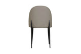 Grey Leather Curved Back Dining Chair Black Metal Legs
