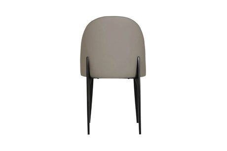 Grey Leather Curved Back Dining Chair Black Metal Legs