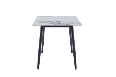 White Sintered Stone Top 1.2m Dining Table with Metal Legs