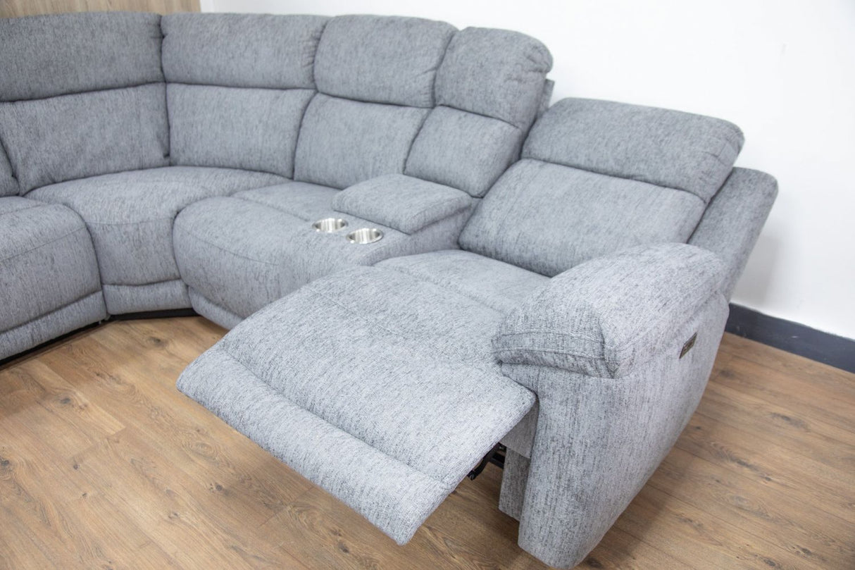 Grey Fabric Large Electric Power Recliner Corner Sofa