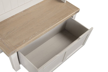 Taupe Wooden Hall Stand with 4 Hooks Washed Oak Top