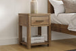 Rustic Pine Wood 1 Drawer Bedside Table