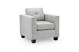 Light Grey Fabric Boxy Shape Armchair Dark Wooden Feet