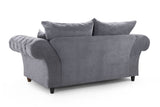 Grey Fabric 2 Seater Fullback Sofa with Tufted Arms