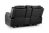 Black Leather 2 Seater High Back Electric Recliner Sofa