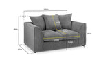 Grey Fabric 2 Seater Sofa Solid Wood Framed