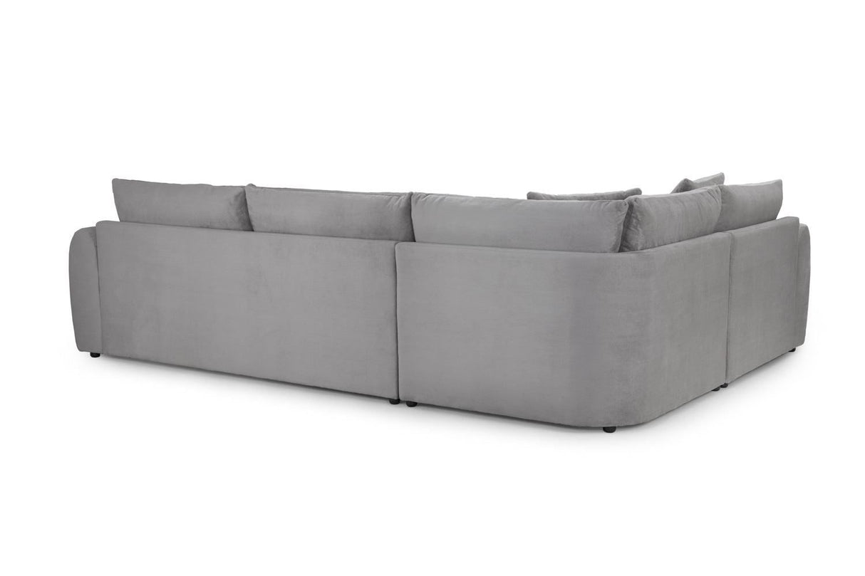 Grey Fabric Pillow Back Corner Sofa Left Hand Facing