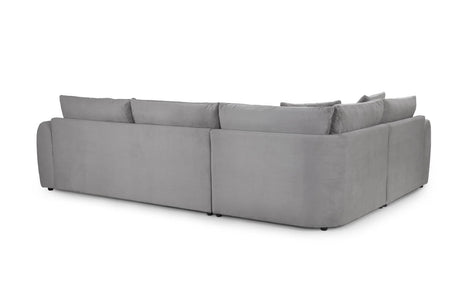 Grey Fabric Pillow Back Corner Sofa Left Hand Facing