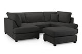 Black Fabric Upholstered U Shape Corner Sofa