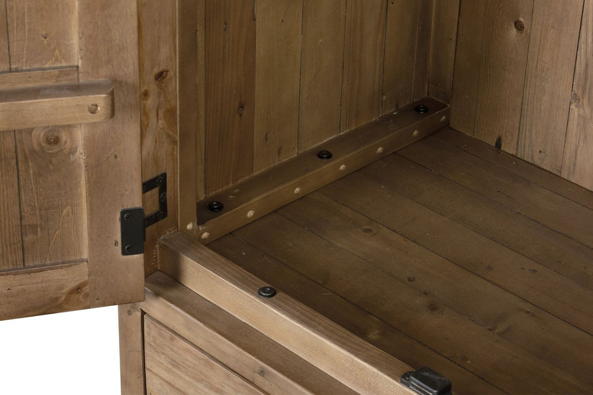 Rustic Solid Wood 2 Door Double Wardrobe with Drawer