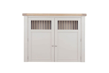 Taupe Wooden Larder Hutch Storage Washed Oak Top
