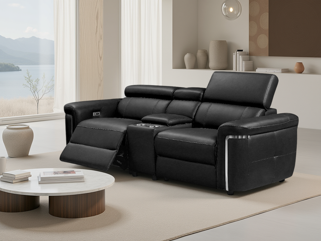 Somerville Electric Recliner Sofa Black 2 Seater - Ready2Go Furniture