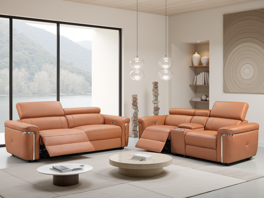 Somerville Electric Recliner Sofa Tan 3+2 Set