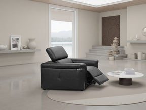 Black Leather Electric Recliner Armchair with Headrest
