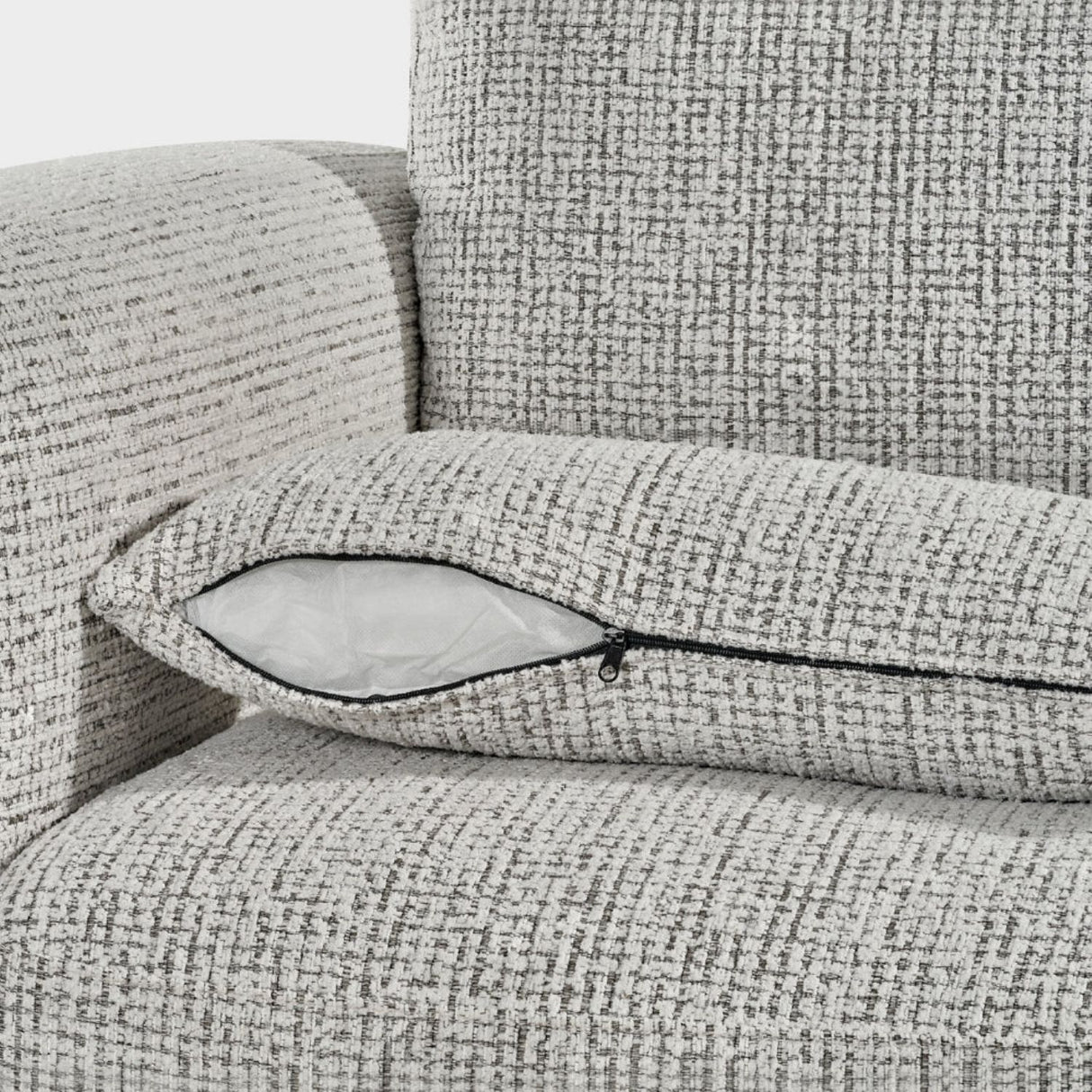 Grey Textured Fabric 3 Seater Sofa Laid Back Design