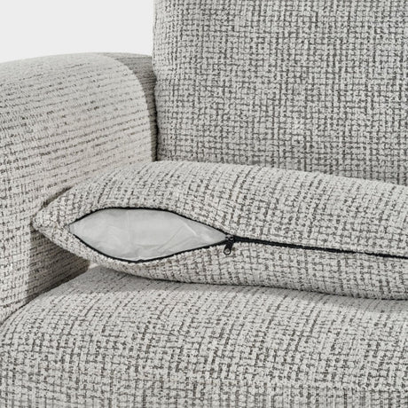 Grey Textured Fabric 3 Seater Sofa Laid Back Design