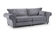 Grey Fabric 4 Seater Fullback Sofa Buttoned Tufted Arms