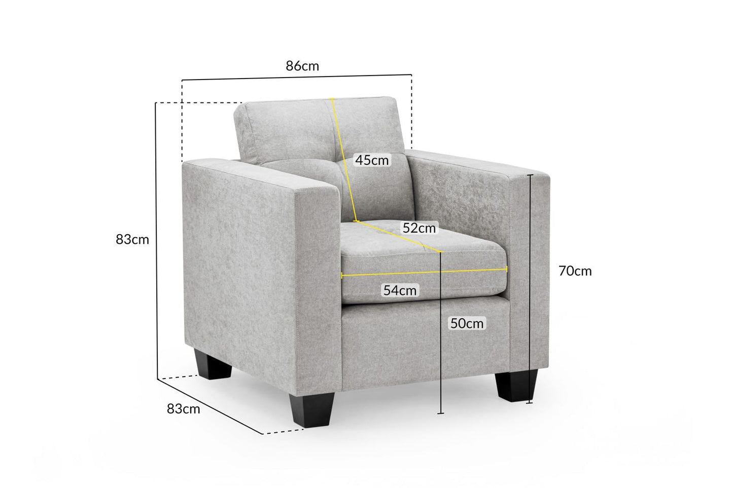 Santa Cruz Armchair Sofa – Stylish Light Grey Seating - Ready2GoFurniture 