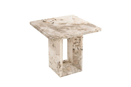 Mocha Gloss Finish Marble Square Lamp Table