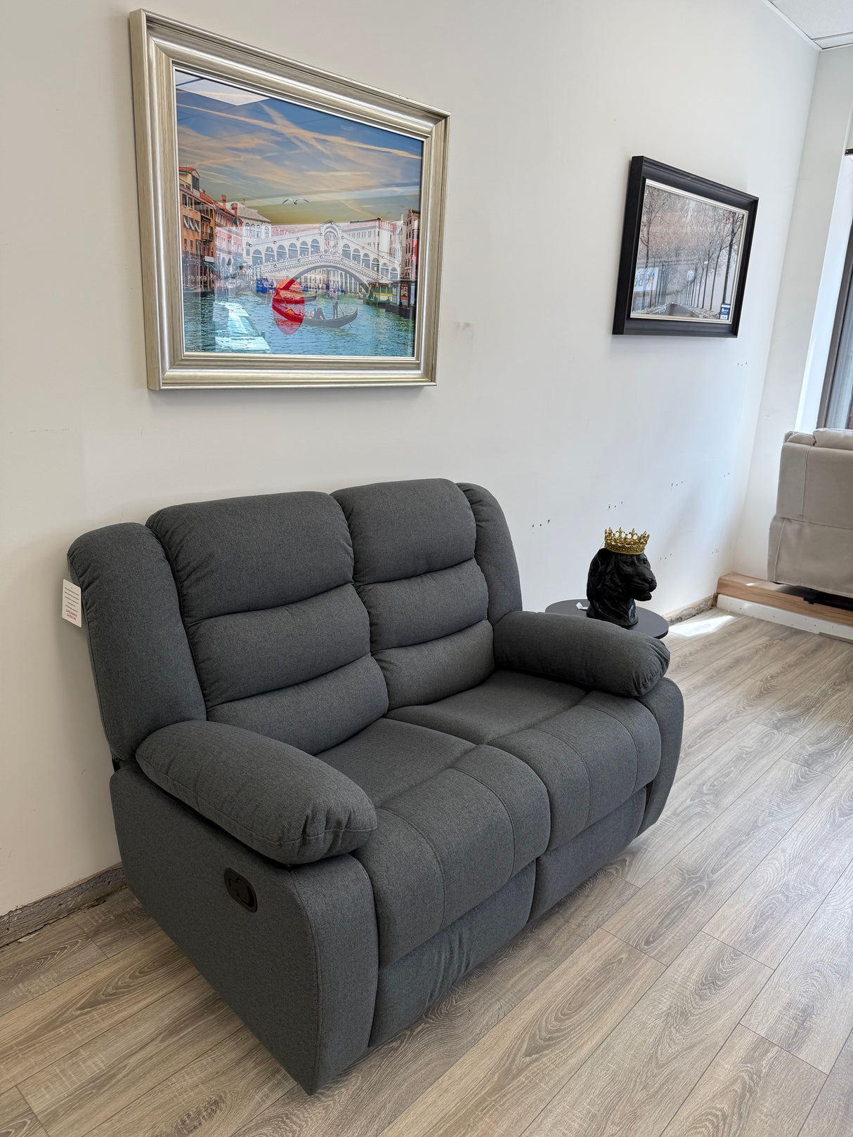 Sorrento 2-Seater Fabric Recliner – Grey Chenille