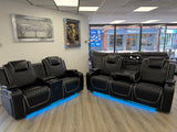 Madrid Leather Electric Recliner Sofa Set With Cupholders and Speakers – 3+2 Seater Sofa Set