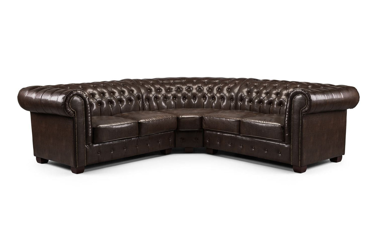 Chesterfield Sofa Antique Brown Large Corner