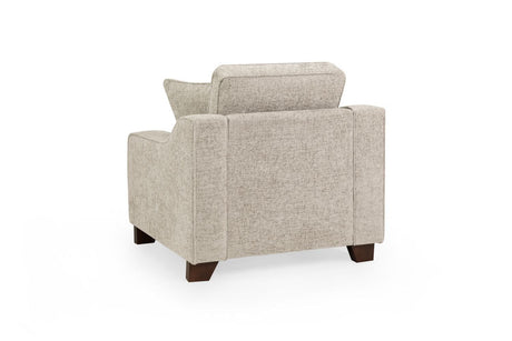 Stone Fabric Armchair with Dark Wooden Feet