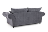 Grey Fabric 3 Seater Fullback Sofa with Scroll Arms