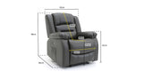 Grey Leather Effect Electric Recliner Armchair