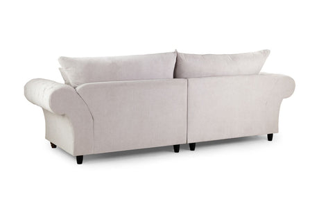 Stone Fabric 4 Seater Fullback Sofa with Button Tufted Arms