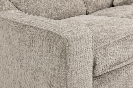 Stone Fabric 2 Seater Sofa Standard Back Dark Wooden Feet