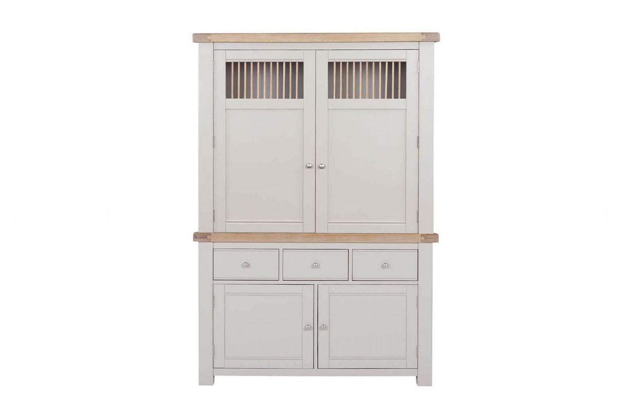 Taupe Wooden Larder Hutch Storage Washed Oak Top