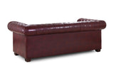 Oxblood Red Leather Buttoned 3 Seater Chesterfield Sofa